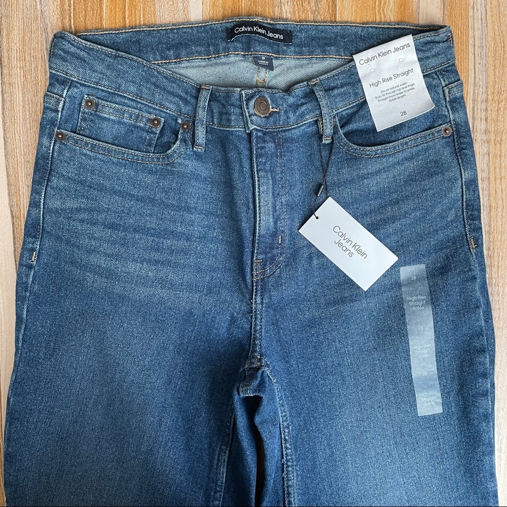 Calvin Klein High Rise Straight Jeans - Picture 2 of 7